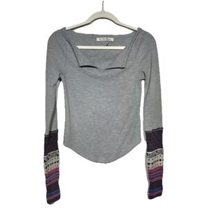 Free People Cozy Craft Cuff Knit Sleeve Top Heather Gray Women's Size Small NWOT